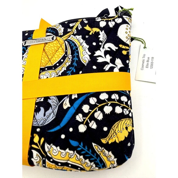 Vera Bradley Ellie Blue Floral Cosmetic Bag Trio Three Piece Set--New With Tags - Picture 11 of 11